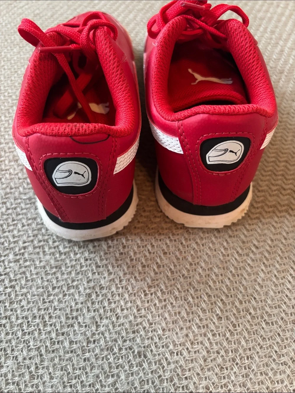Puma Kids Roma Red & White Sneakers with Ferrari Shield